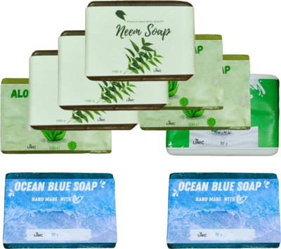 linic HERBAL NEEM SOAP(3), ALOE VERA(3), OCEAN BLUE(2), GOAT MILK(1)(9 x 100 g)