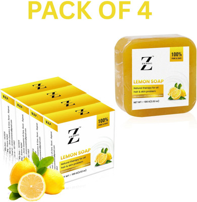 ZEROIC Lemon Soap (Pack of 4) Ideal For Resolving Hair Dandruff(4 x 100 g)