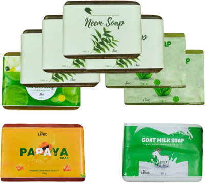 linic HERBAL NEEM SOAP(4), ALOE VERA(2), LEMON SOAP(1), PAPAYA (1), GOAT MILK SOAP(1)(9 x 100 g)