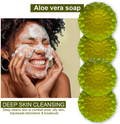 Groovy Uplifting Aloevera Soap with Bergamot Oil (100GM) (PACK OF 4)(400 g)