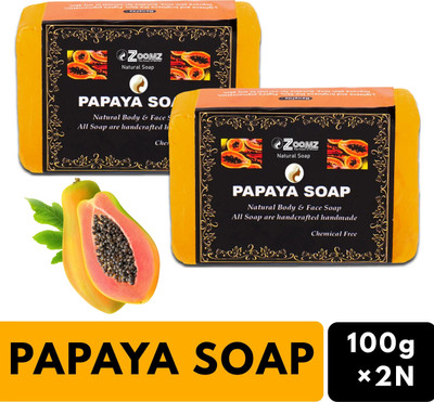ZOOMZ Papaya Soap Combo of 2 – Natural Body & Face Soap - Chemical Free(2 x 100 g)
