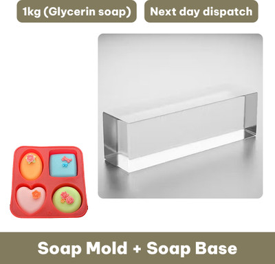 fresheasily DIY Soap Making Kit – Glycerine Base 1000g + Mould | Bath Soap Base Combo(1000 g)