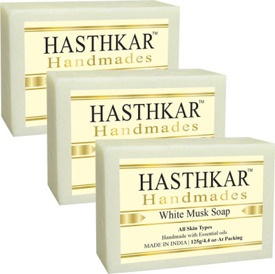 HASTHKAR Handmades Glycerine White Musk Soap-125gm pack of 3(3 x 125 g)