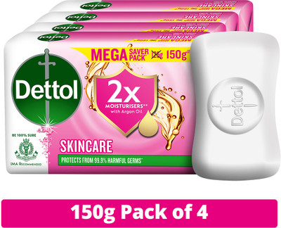 Dettol Skincare Moisturizing Bathing Soap With 2x moisturisers(4 x 150 g)