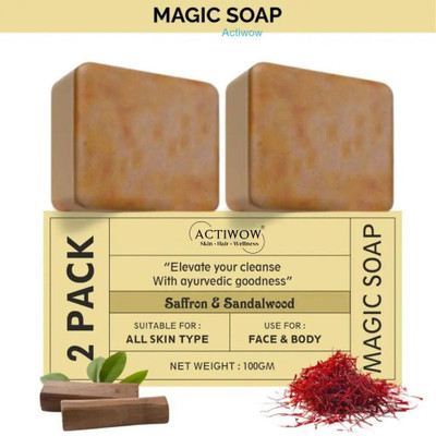 ACTIWOW Magic Soap Cream Glow Bar with Milk and Vitamin C 2Pcs(2 x 100 g)
