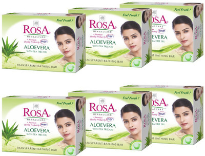ROSA Transparent Aloevera Gel Soap With Tea Tree Oil I Skin Conditioner I *6(6 x 100 g)