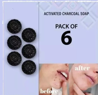 BadaHair Glycerin Activated Charcoal Bath Soap Deep Cleaning and Anti-Pollution Effect(6 x 16.67 g)