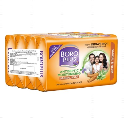 BOROPLUS Antiseptic & Moisturizing Sandal Soap | Anti-bacterial | Nourishes Skin |(4 x 125 g)