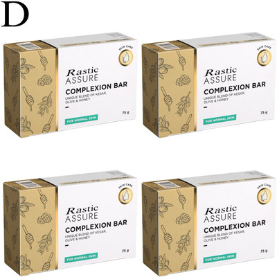 Rastic Assure Complexion Bar (Kesar,Olive & Honey) Pack of 4 Lid-17(4 x 75 g)