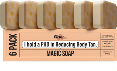 GharSoaps Sandal Wood And Saffron Soap For Glowing & Refreshing Skin(6 x 100 g)