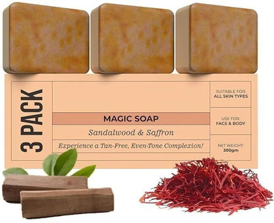 Xelova Wood And Saffron Soap For Glowing & Refreshing Skin (pack of 3)(3 x 100 g)