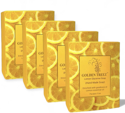 Golden Treez Lemon Handmade Soap For Skin Whitening Natural Soap Pack of 4(4 x 115 g)