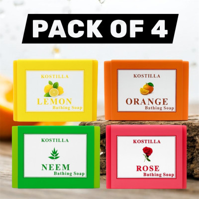 kostilla Bathing Soap Combo – Lemon + Neem + Orange + Rose(4 x 100 g)