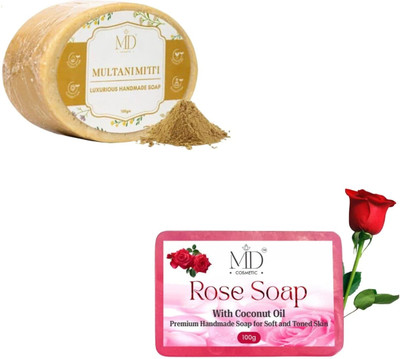 MD COSMETIC Multani Mitti Soap & Rose Soap(2 x 50 g)