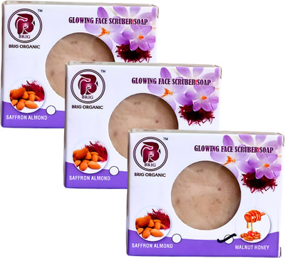 BRIG Walnut Honey Scrub Soap | Natural Ingredient | Brightening Soft Skin(3 x 100 g)