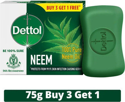 Dettol Neem Bathing Soap Bar with Pure Neem Oil(3 x 75 g)