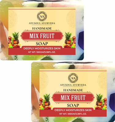 Ayusoul Ayurveda Khadi Herbal Natural Mix Fruit Bath Soap for Soothing & Natural Skin(2 x 100 g)