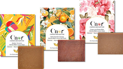 C'nor Golden Turmeric, Rakt Chandan and Cream & Roses Bliss Soaps (Buy 2 Get 1 Free)(3 x 100 g)
