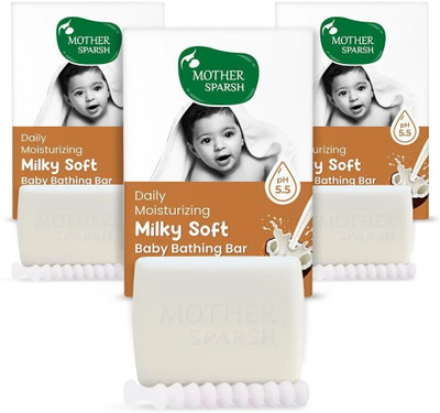 Mother Sparsh Moisturizing Baby Bathing Soap Bar (pH 5.5) with Milk, Coconut Oil and Vitamin E(3 x 75 g)