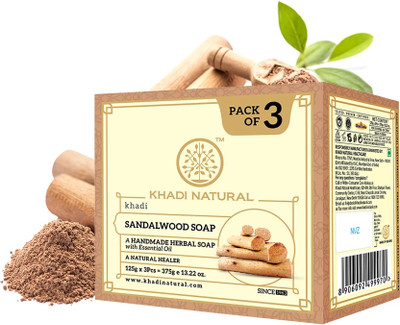 KHADI NATURAL Sandalwood Soap (Pack of 3)(3 x 125 g)