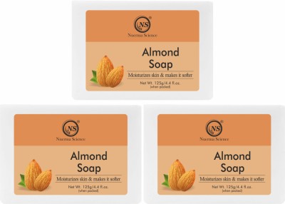 Nuerma Science Handmade Herbal Natural Almond Bath Soap made with Natural Oils(3 x 125 g)