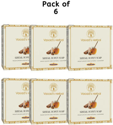 Vagad's Herbal Sandal & Honey Soap – Skin Brightening & Moisturizing Cleansing Bar(6 x 100 g)