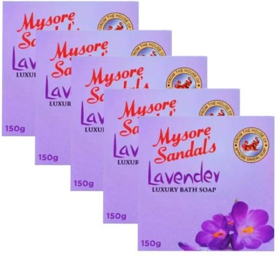 MYSORE SANDAL Lavender Luxury Bath Soaps 150gm Pack of 5(5 x 150 g)