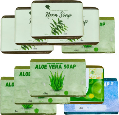 linic HERBAL NEEM SOAP(4), ALOE VERA(4), LEMON(1), OCEAN BLUE(1)(10 x 100 g)
