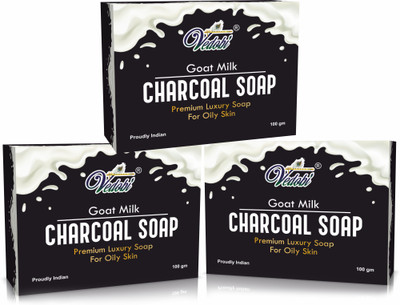 VEDOBI Goat Milk Charcoal Soap For Oily Skin -Pack of 3(3 x 100 g)