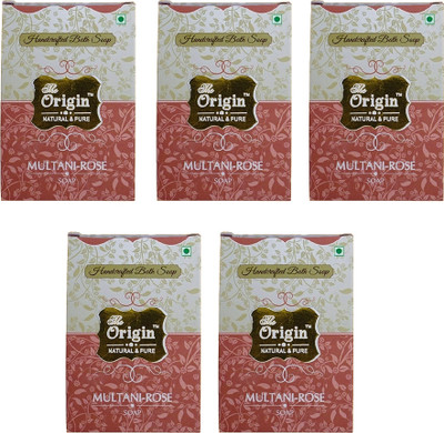 THE ORIGIN Multani Mitti Rose Natural Soap for Bright, Soft and Nourished Skin(5 x 75 g)