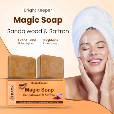 Bright Keeper Sandal Wood And Saffron Magic Soap for Tan Removal, Skin brightening Soap(2 x 100 g)