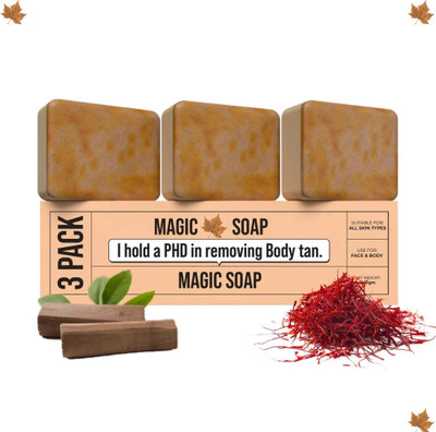 vrusmith Ghar Soap Natural Bath Soap with Saffron and Sandal for Clear Skin(3 x 33.33 g)