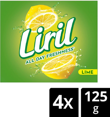 Liril Lime and Tea Tree Oil Bath Soaps,Paraben Free Soap Bar(4 x 125 g)