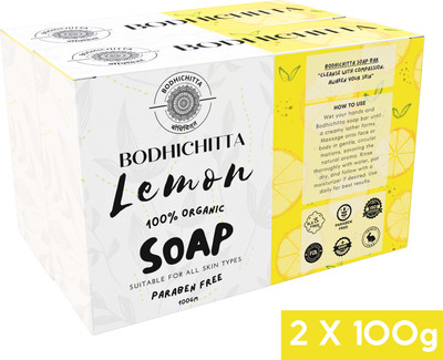 Bodhichitta Refreshing Lemon Soap with Glycerin Brightens Skin & Boosts Mood Naturally(2 x 100 g)