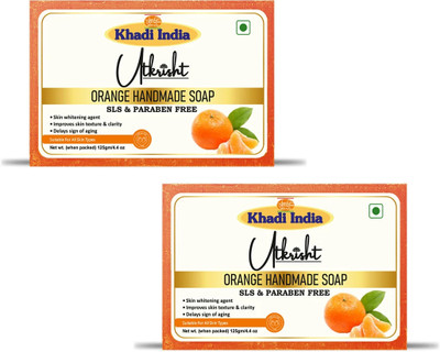 Utkrisht Khadi Orange Bathing Soap - Handmade with Essential Oils(2 x 125 g)