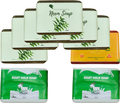 linic HERBAL NEEM SOAP(6), PAPAYA SOAP(1), GOAT MILK(2)(9 x 100 g)