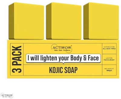ACTIWOW Kojic Soap for Tan Repair Glow 3PCS(3 x 100 g)