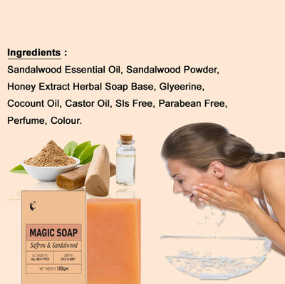 PERLENTE Pure & Gentle Handmade Sandalwood And Saffron Extract Soap -150g(150 g)
