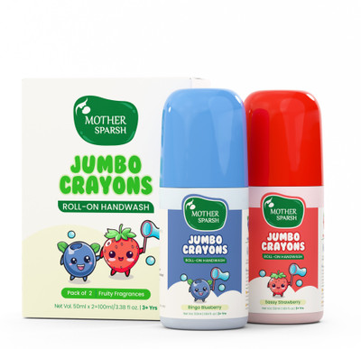 Mother Sparsh Jumbo Crayon Roll On Hand Wash for Kids: Strawberry & Blueberry,Portable Hygiene(200 g)