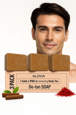 ALOVIA Herbal Sandalwood De-Tan Soap | Skin Whitening, Anti-Tan & Glow Enhancing Bar(3 x 100 g)