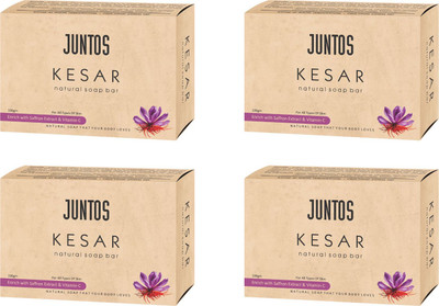 Juntos Kesar Natural Soap for Glowing Skin with Saffron & Vitamin C – 6x100g(4 x 100 g)