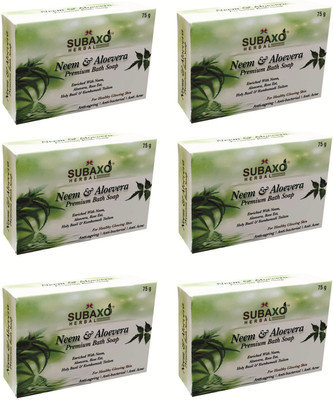 Subaxo Neem Aloevera Anti Bacterial( Neem Soap) 6Pc Each 75 G(6 x 75 g)