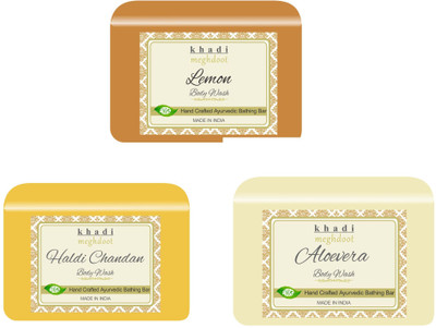Khadi Meghdoot Lemon,Haldi Chandan and Aloevera Fragrance Pure/Natural Body Wash(3 x 125 g)
