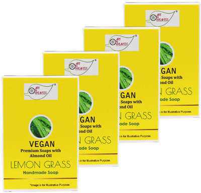 artnweavess LEMON GRASS Handmade Soap with Almond Oil - VEGAN- NT(4 x 100 g)