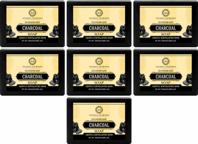 Ayusoul Ayurveda Khadi Herbal Natural Activated Charcoal Bath Soap(7 x 100 g)
