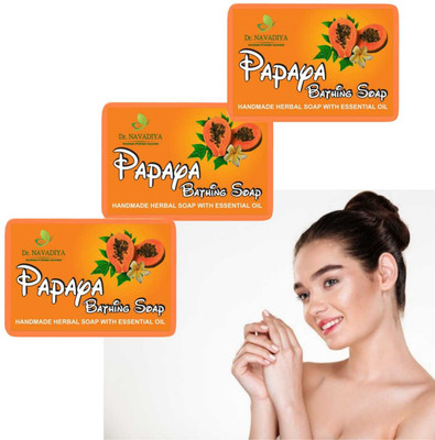 Dr. NAvadiya papaya face soap for Brightening skin (pack3)(3 x 100 g)