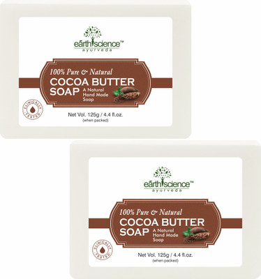 Earth Science Ayurveda Herbal Natural Cocoa Butter Bath Soap made with Natural Oils for Glowing Skin(2 x 125 g)