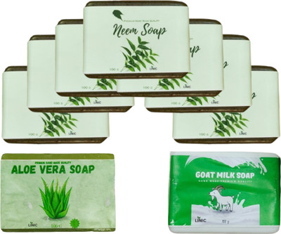 linic HERBAL NEEM SOAP(7), ALOE VERA SOAP(1),GOAT MILK SOAP (1)(9 x 100 g)