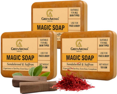 GreenAroma Essential Magic soap Detan Soap Deep Cleansing for Smooth Skin Tan Removal(3 x 100 g)