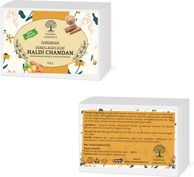 Tanman Organics Pure Handmade Haldi Chandan Soap|Organic Pore Cleanser for Men & Women(120 g)